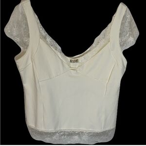 We The Free Cream Lace Trim Top
